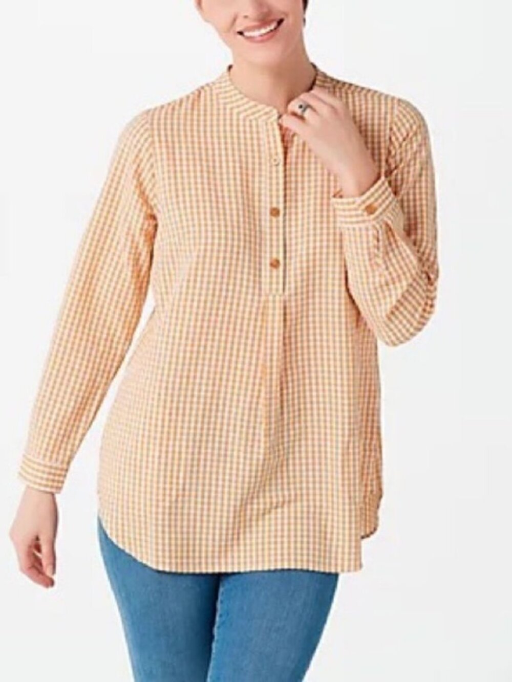Joan Rivers Textured Check Pullover Long-Sleeve Blouse